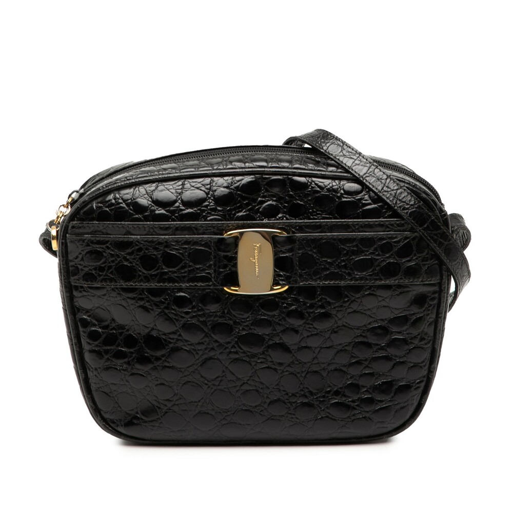 Ferragamo Croc Embossed Leather Vara #272427F44B